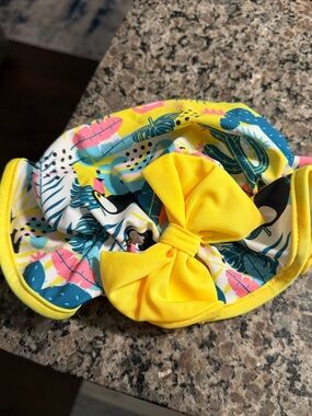 Bright Yellow Tropical Bow Kids Sun Hat